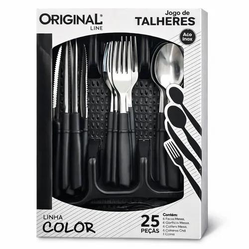 Faqueiro C/Porta Talher 25 Pcs Pto Original
