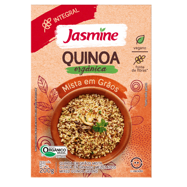 Jasmine Quinoa Em Graos Mista Organica 200g