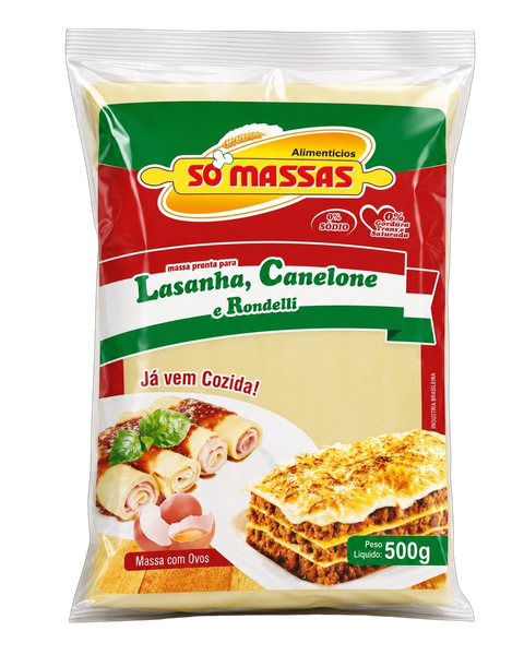 Massa cozida p/ Lasanha So Massas 500gr