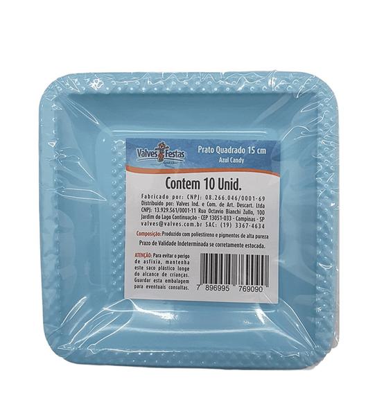 Prato Quadr Candy Azul 15cm C/20