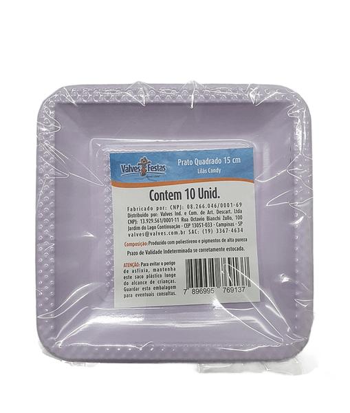 Prato Quadr Candy Lilas 15cm C/20
