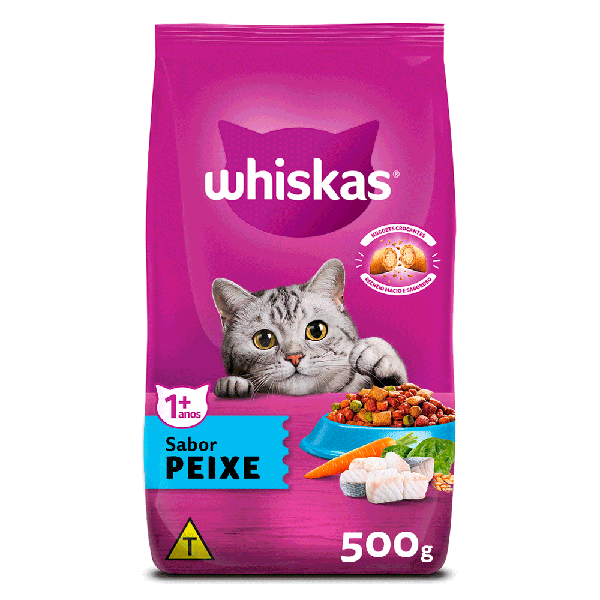 Racao P/Gatos Adultos 1+ Peixe Whiskas 500gr