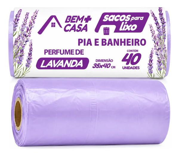 Saco De Lixo Pia Lavanda C/40 Bem + Casa