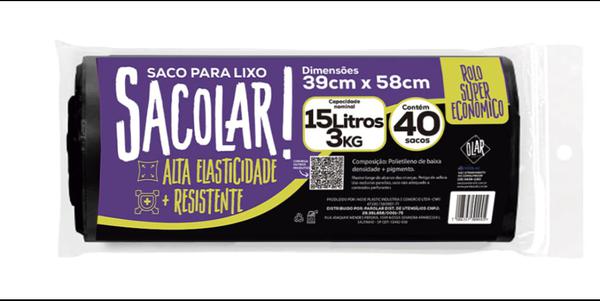 Saco De Lixo Rolo 15lt C/40 Sacolar