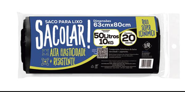 Saco De Lixo Rolo 50lt C/20 Sacolar