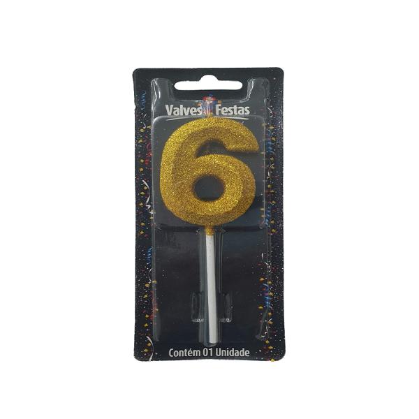 Vela Palito Glitter Ouro N6 Festlar
