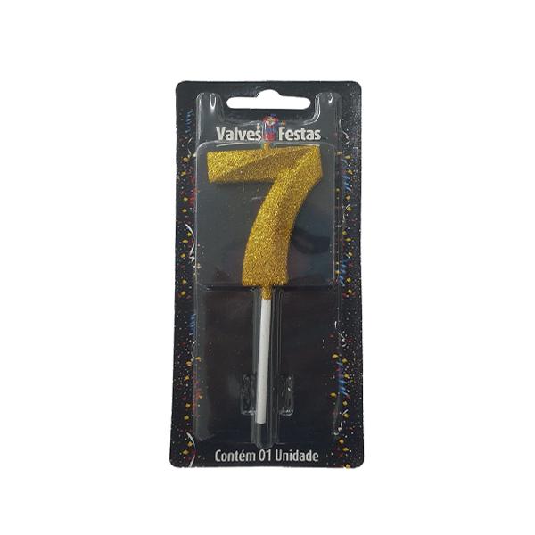 Vela Palito Glitter Ouro N7 Festlar
