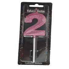 Vela Palito Glitter Rosa N2 Festlar