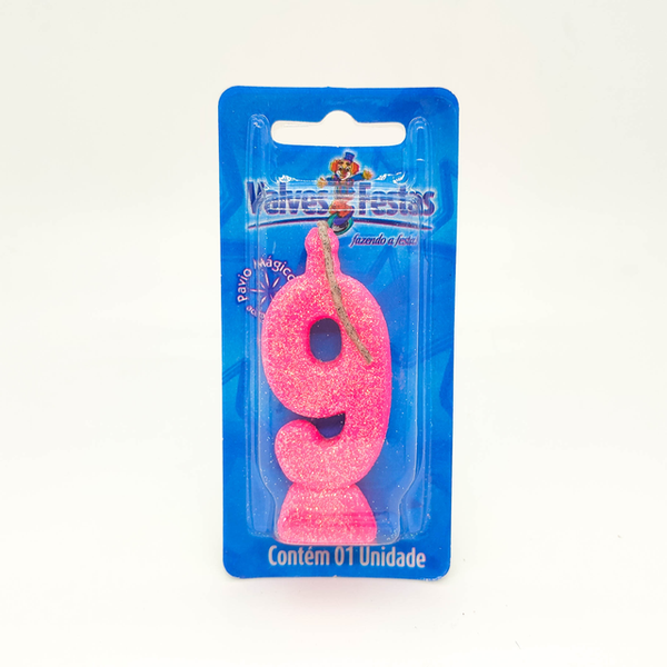 Vela Super Glitter Rosa N°9 C/1 Festlar