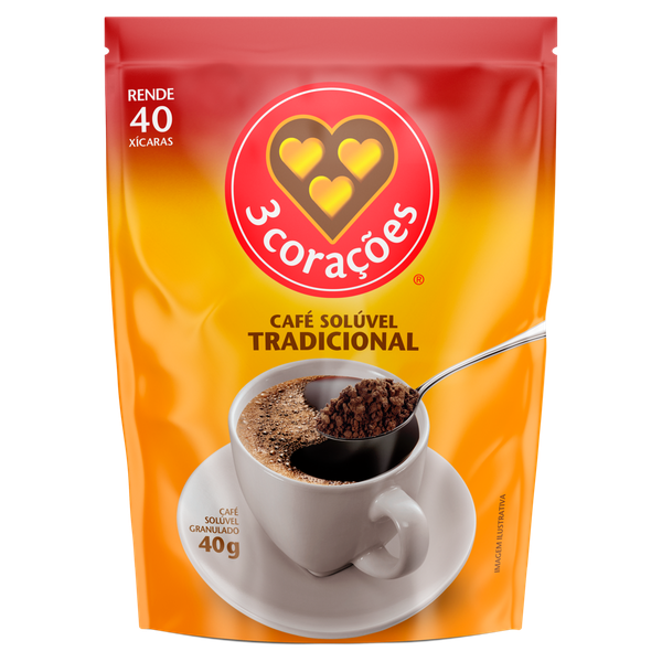CAFE SOLUVEL 3 CORACOES  GRANULADO TRAD SH 40G
