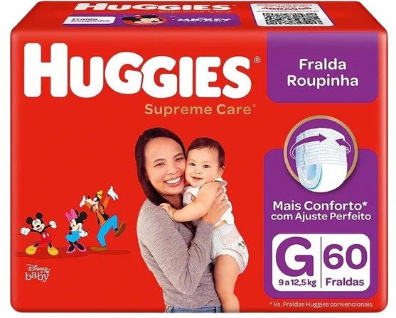 FRALDA ROUPINHA HUGGIES SUPREME CARE HIPER G 60UN