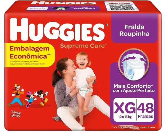 FRALDA ROUPINHA HUGGIES SUPREME CARE HIPER XG 48UN