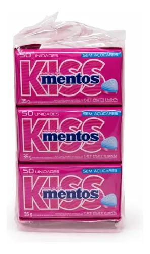 PASTILHA MENTOS KISS TUTTI FRUTTI E MENTA 35G 50UN