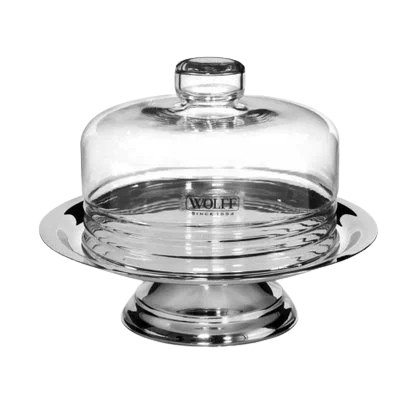 QUEIJEIRA DE VIDRO E INOX COM TAMPA