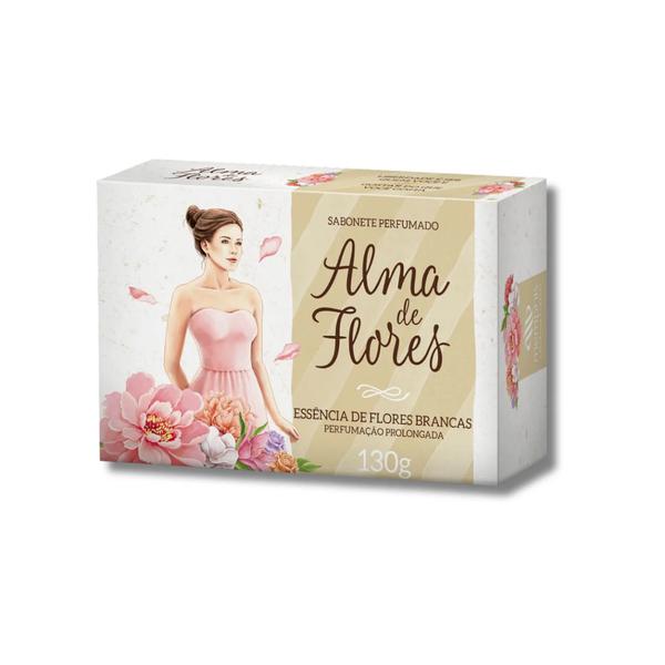 SABONETE ALMA DE FLORES 130G FLORES BRANCAS