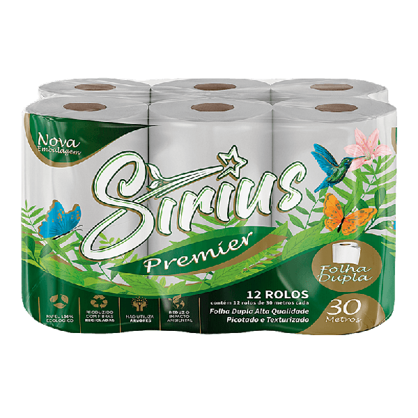PAPEL HIGIENICO SIRIUS FOLHA DUPLA 30M