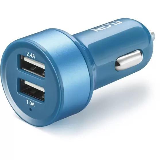 CARREGADOR ELGIN 2 SAIDAS USB10W AZUL