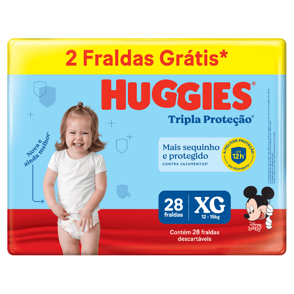 FRALDA HUGGIES XG 28UN TRIPLA PROT