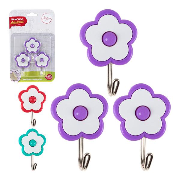 GANCHO ADESIVO FLOR