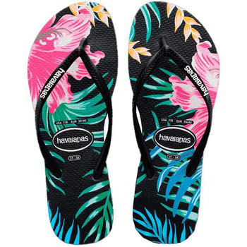 HAVAIANAS SLIM FLORAL PALM 39/40 PRETO