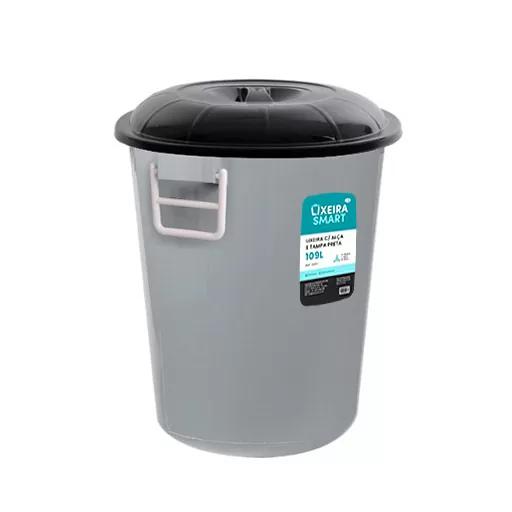 LIXEIRA 109L C/ ALCA  TAMPA PRETA