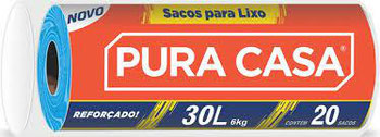 SACO LIXO PURA CASA 30L 20SC ROLO AZUL