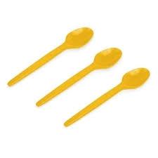COLHER PLASTICA SOBREMESA C 10 AMARELA