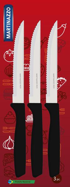 FACA CABO PRETO MARTINAZZO CARTELA C/3