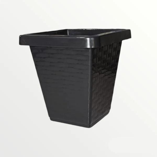 VASO P/ PLANTA QUAD. RATTAN PRETO 14L
