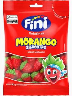 BALA FINI GELATINA 80GR MORANGO SILVESTRE