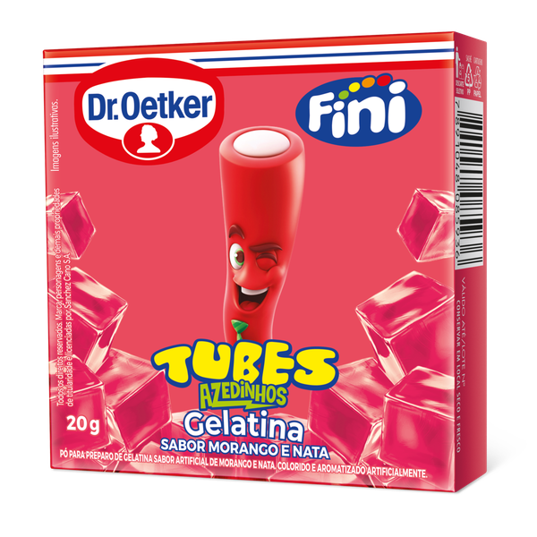 GELATINA OETKER FINI 20GR MORANGO TUBES AZEDINHO