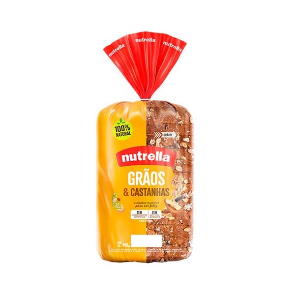 PAO FORMA NUTRELLA 500GR GRAOS E CASTANHAS