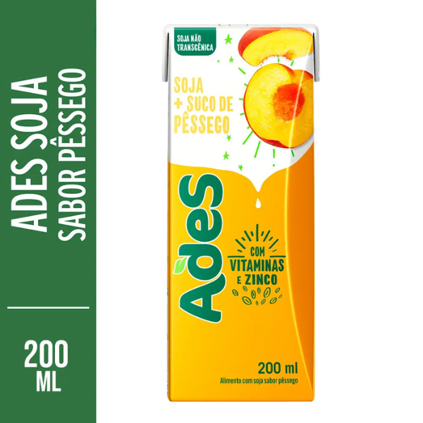 Alimento Soja Ades Pessego 200ml
