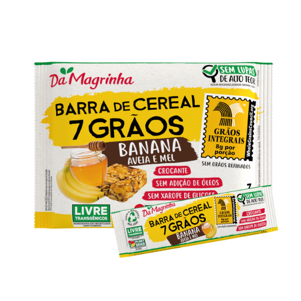 Barra 7 Grãos Da Magrinha C/3un 45g Banana Aveia e Mel