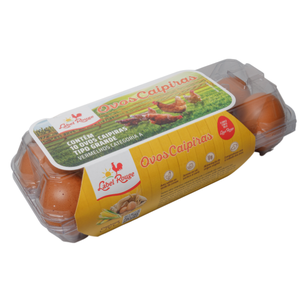 Ovos Caipira Grande Label Rouge Bandeja 10un