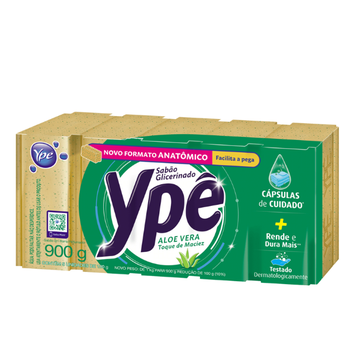 Sabao Barra Glicerinado Aloe Vera Ype Pacote 900g 5un