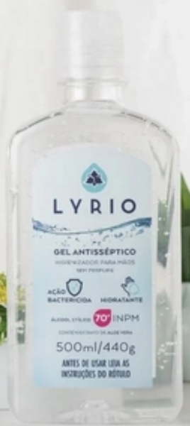 ALCOOL LYRIO GEL MAOS NEUTRO 500ML