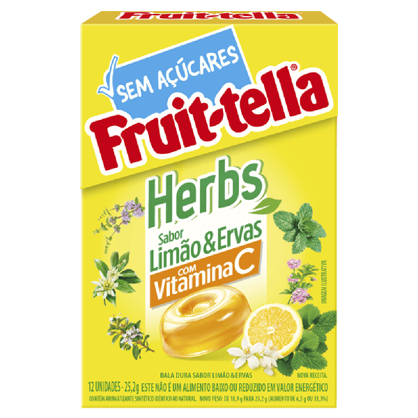 BALA FRUITELLA HERBS LIMAO ERVAS 25,2G