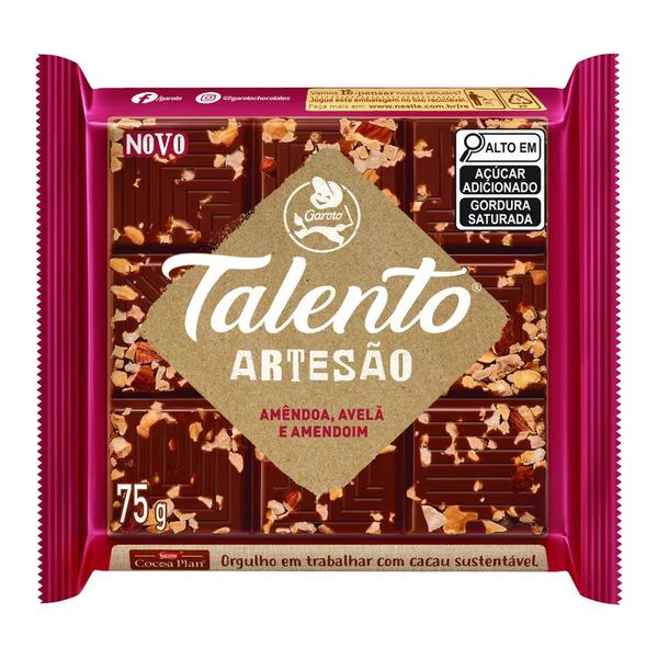 CHOCOLATE GAROTO TALENTO ARTESAO AMENDOIM 75G