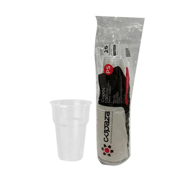 COPO PLASTICO COPAZA TRANSLUCIDO 1000ML 25UN