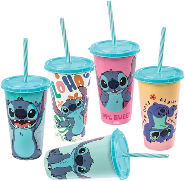 COPO REFRIGERANTE DECORADO STITCH 500 ML