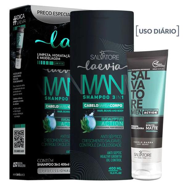 KIT SHAMPOO LAEVIA MAN EUCALYPTUS 400ML+200ML
