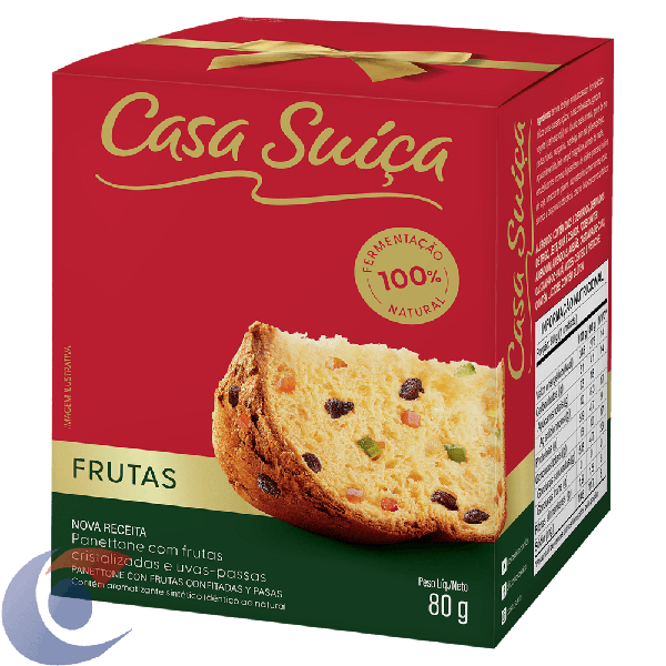 MINI PANETTONE FRUTAS CRIST E UVAS PASSAS CASA SUICA 80G