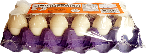 OVOS BRANCOS DE GALINHA JOFRAMA COM 12 UNIDADES (DÚZIA)