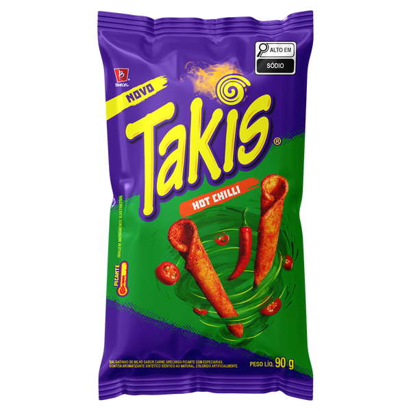 SALGADINHO DE MILHO PICANTE HOT CHILLI TAKIS 90G