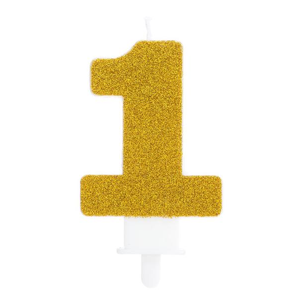 VELA ANIV. MINI GLITTER DOURADA N.1 C/1UN