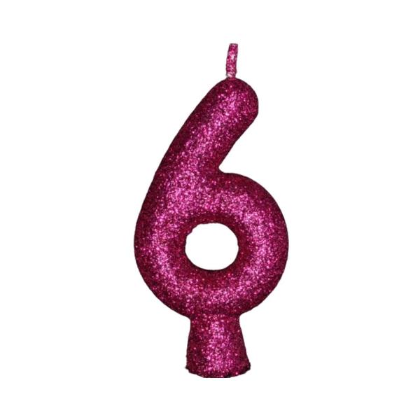 VELA ANIV. MINI GLITTER PINK N.6 C/1UN