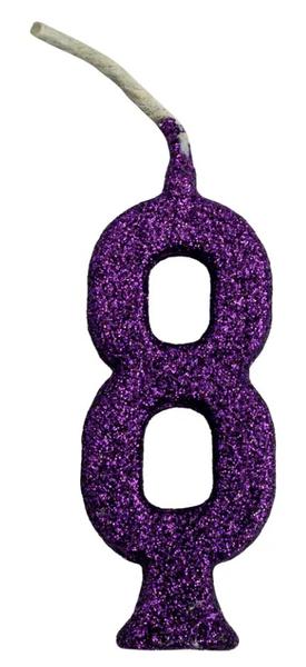 VELA PARABENS GLITER ROXA NUMERO 8