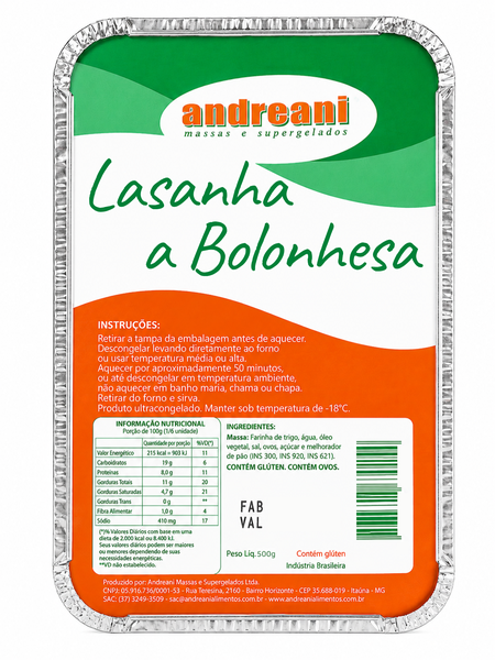 LASANHA A BOLONHESA 500G  ANDREANI