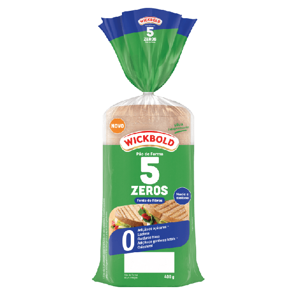 PÃO DE FORMA 5 ZEROS FONTE FIBRAS 400G WICKBOLD